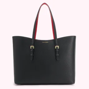 BLACK AND RED REVERSIBLE HANDLES JUDE TOTE BAG