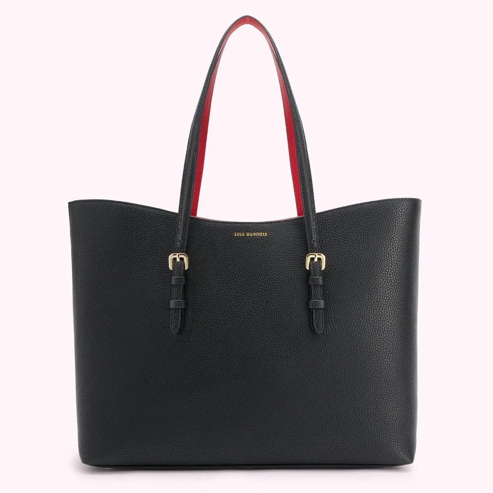 BLACK AND RED REVERSIBLE HANDLES JUDE TOTE BAG