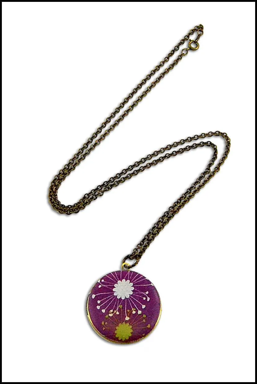 Black Blossoms Vintage Theme Photo Locket