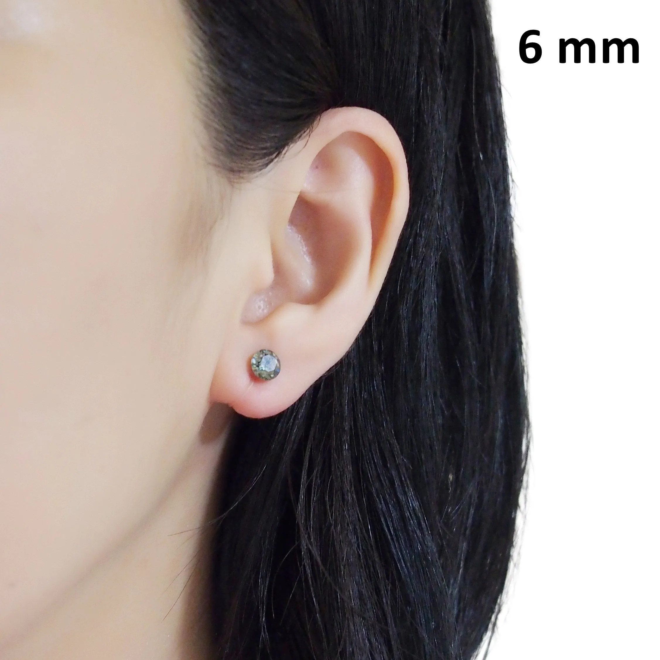 black diamond Swarovski crystal invisible clip on stud earrings