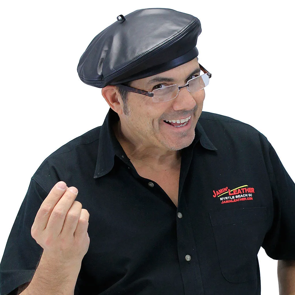 Black Leather Beret #H7ARTK ()