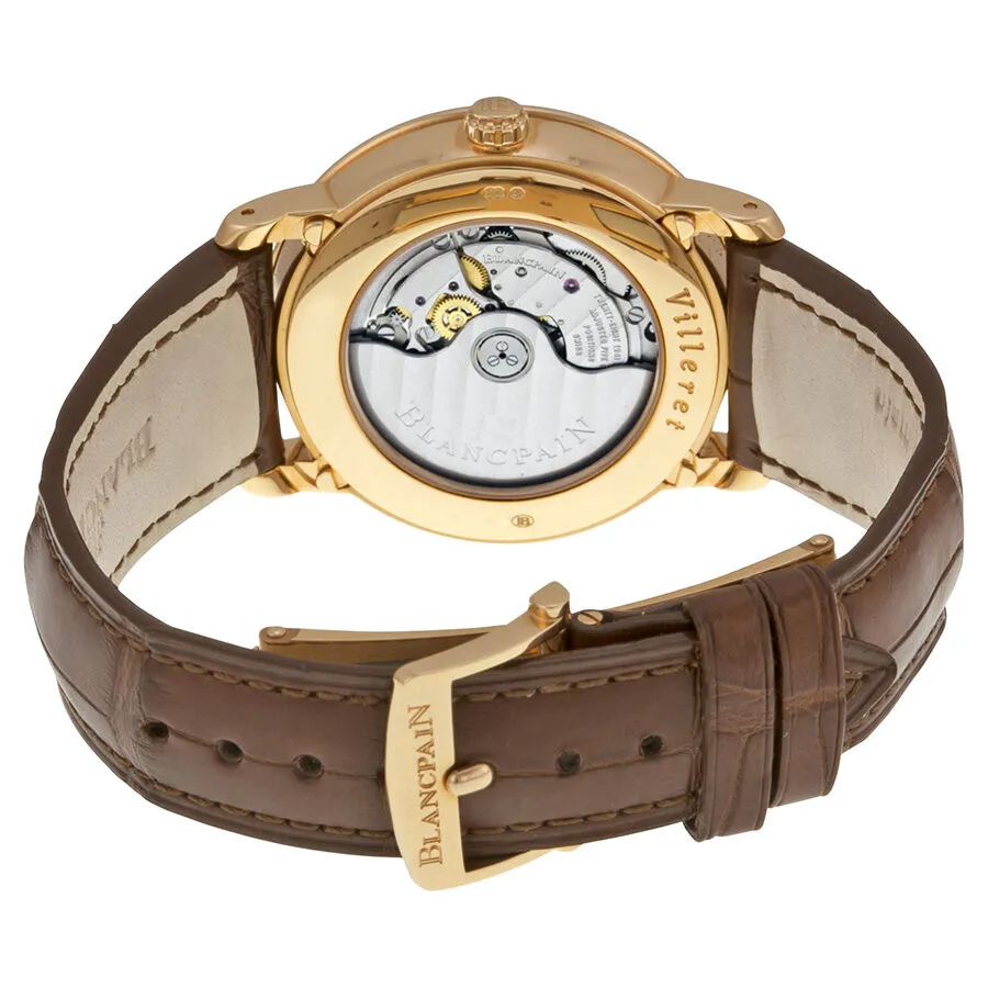 Blancpain Villeret Perpetual Calendar Silver Opaline Dial Black Leather Men's Watch 6057-3642-55B