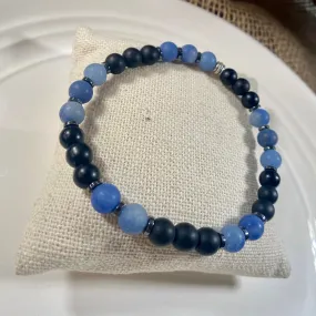Blue Aventurine and Black Onyx 6mm Beaded Stretch Bracelet