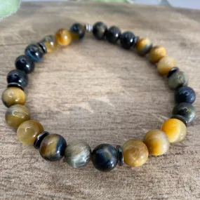 Blue Tiger Eye Beaded Stretch Bracelet 8mm - Serenity