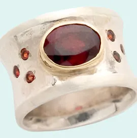 Bluenoemi Jewelry - silver gold ring garnets rings for woman