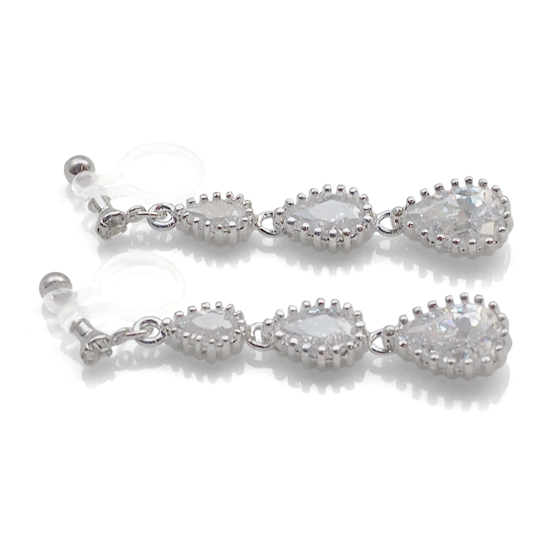 Bridal cubic zirconia invisible clip on earrings