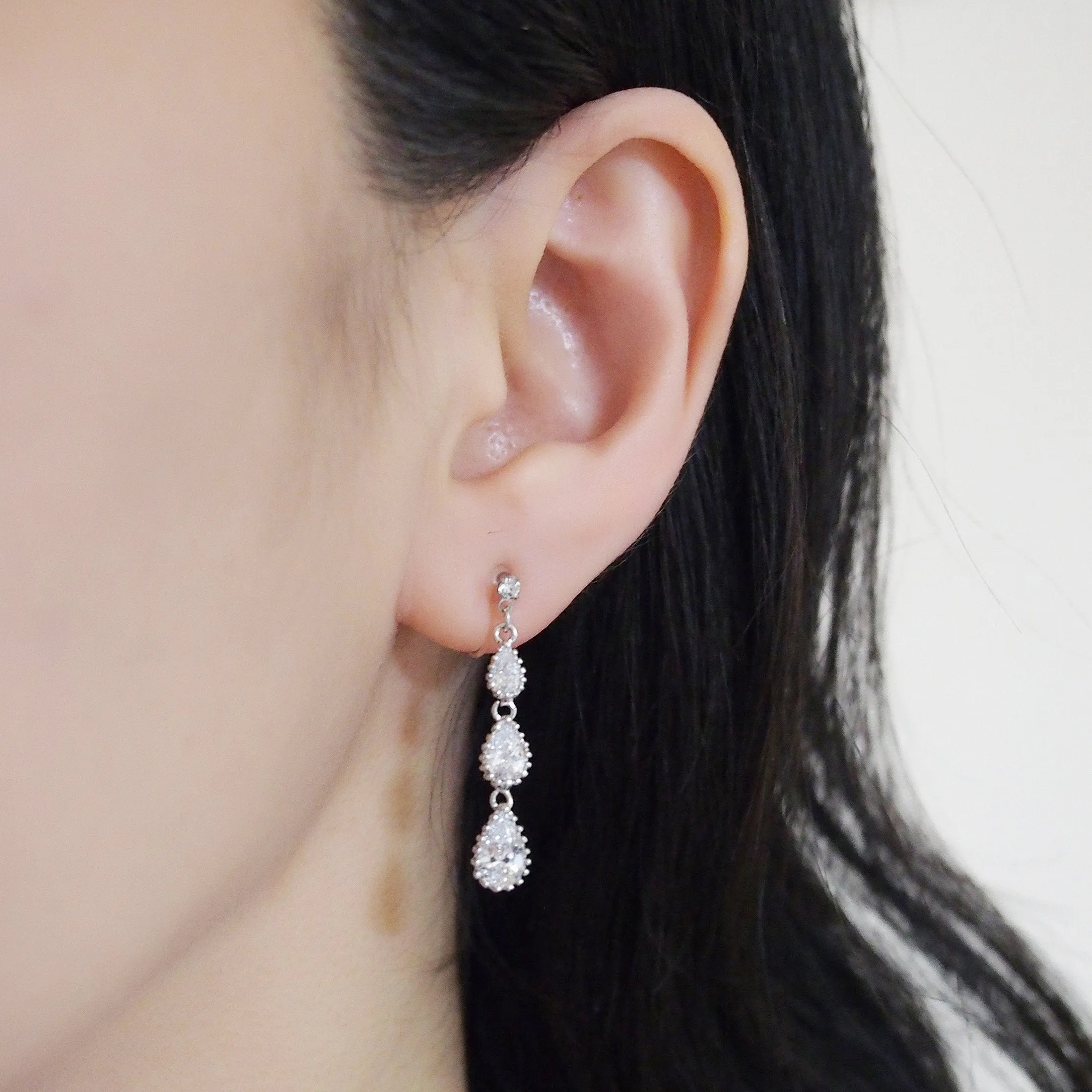 Bridal cubic zirconia invisible clip on earrings