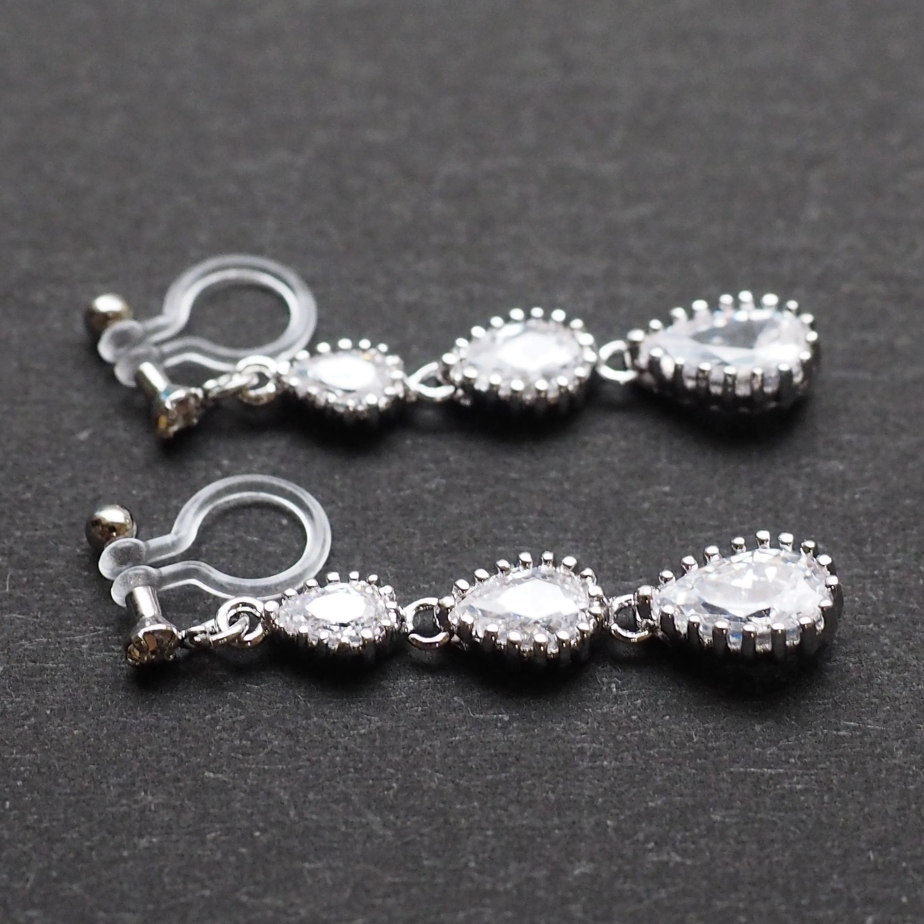 Bridal cubic zirconia invisible clip on earrings