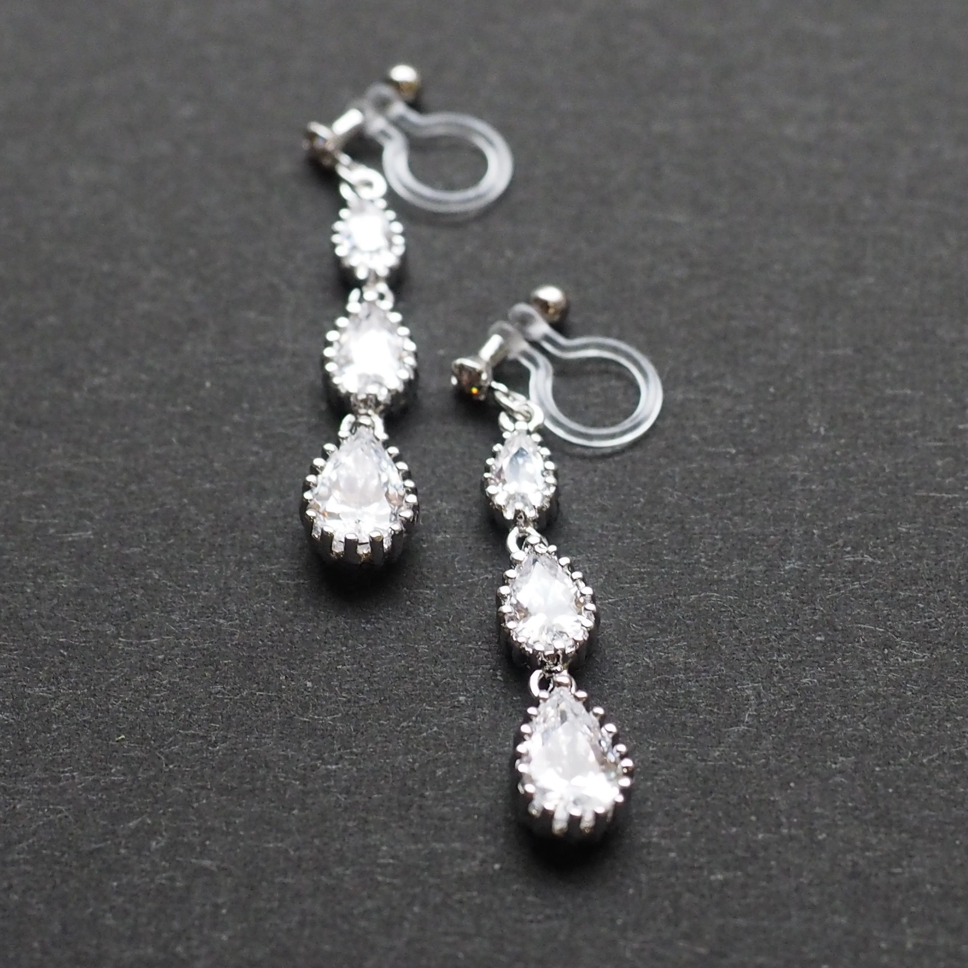 Bridal cubic zirconia invisible clip on earrings