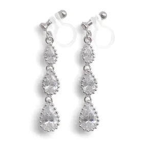 Bridal cubic zirconia invisible clip on earrings