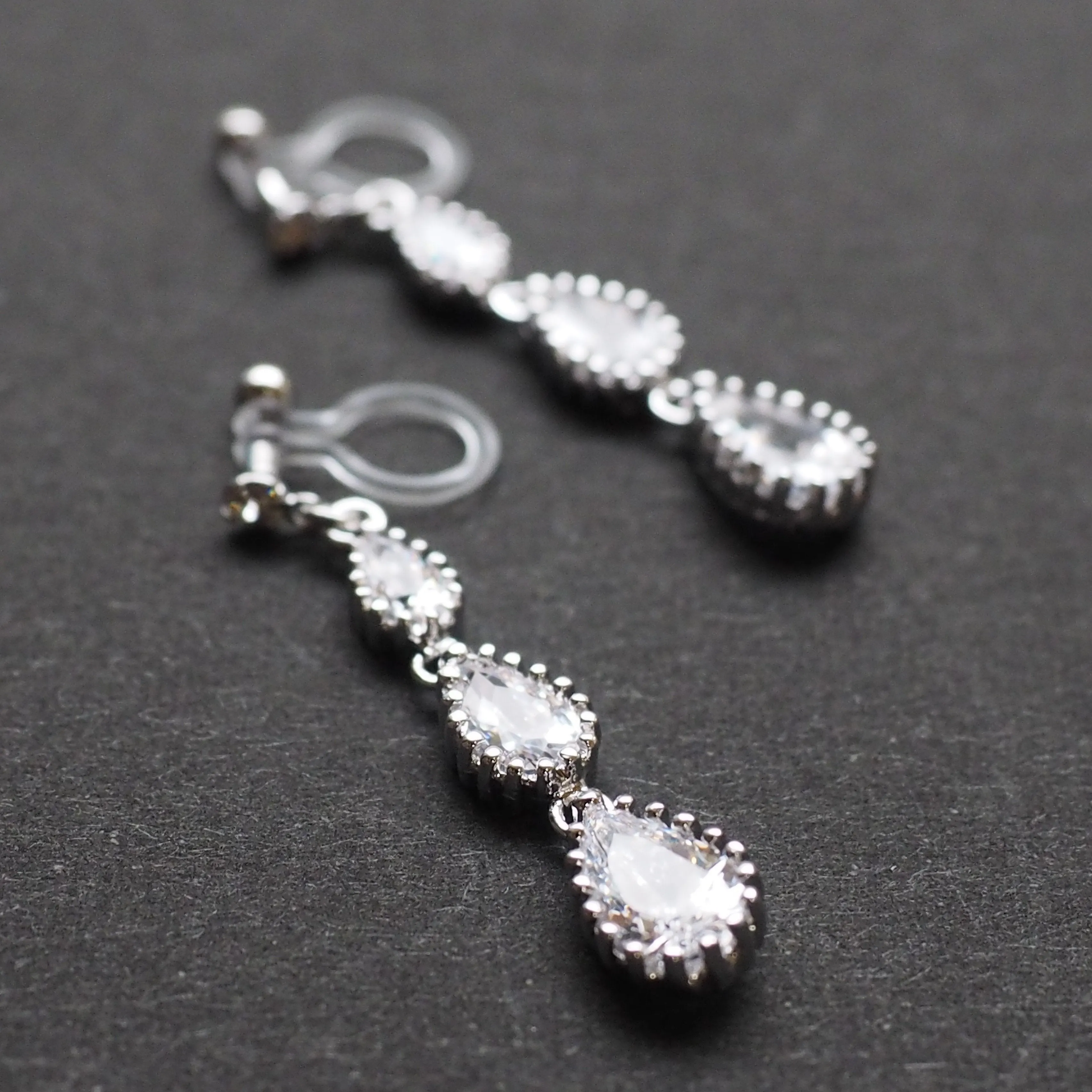 Bridal cubic zirconia invisible clip on earrings