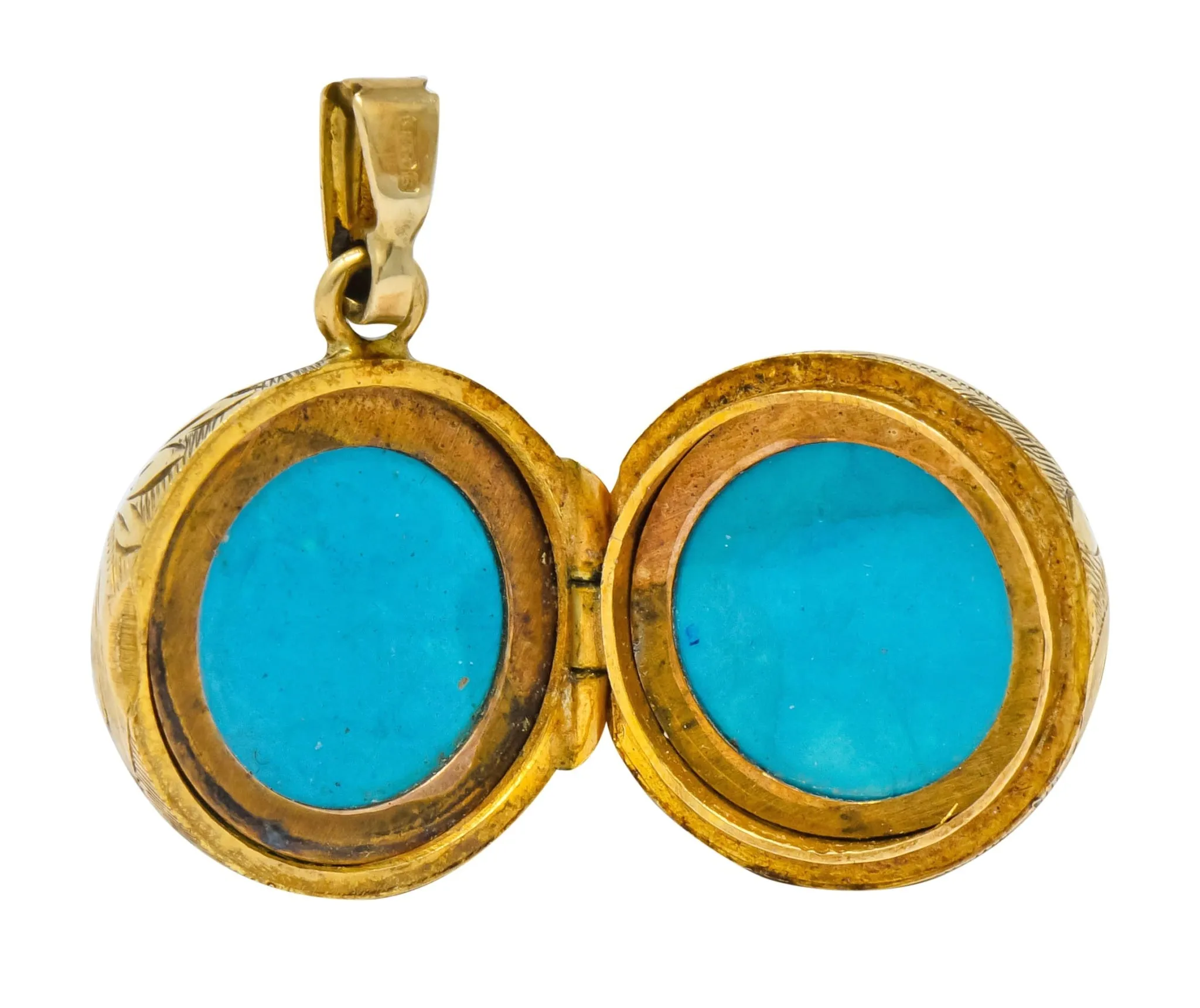 British 9 Karat Yellow Gold Engraved Ball Locket Pendant