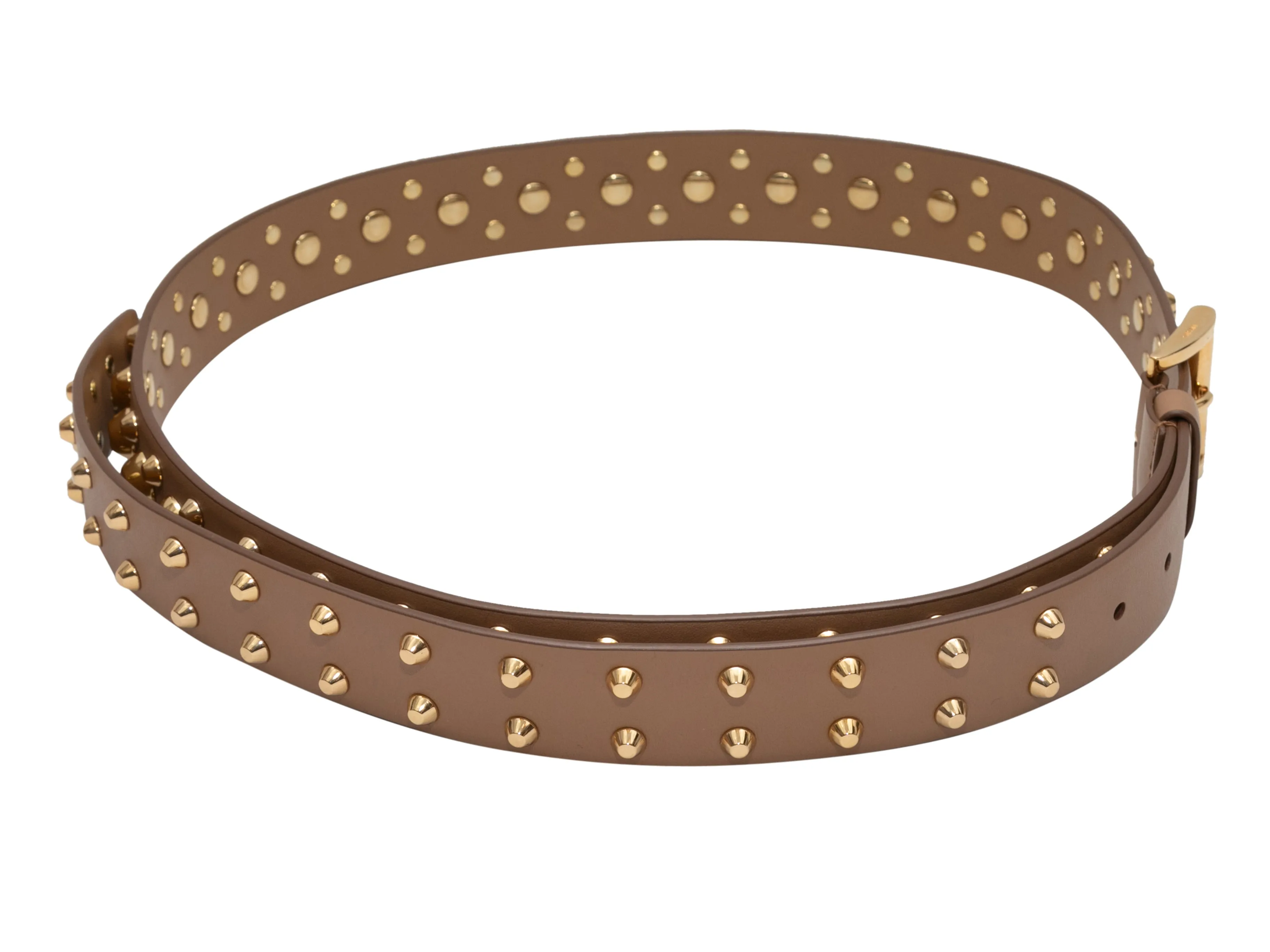 Brown Prada Studded Leather Belt