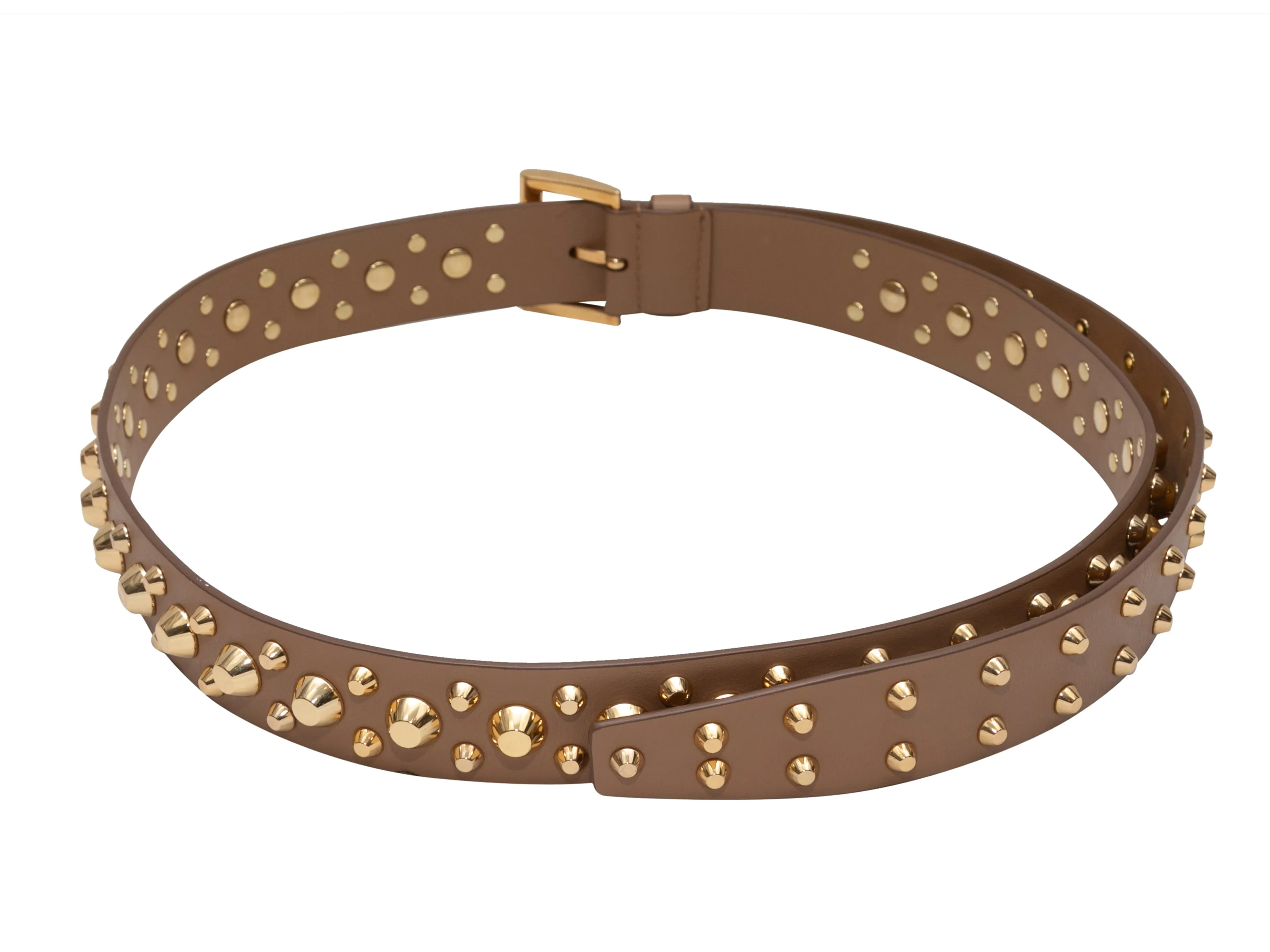 Brown Prada Studded Leather Belt