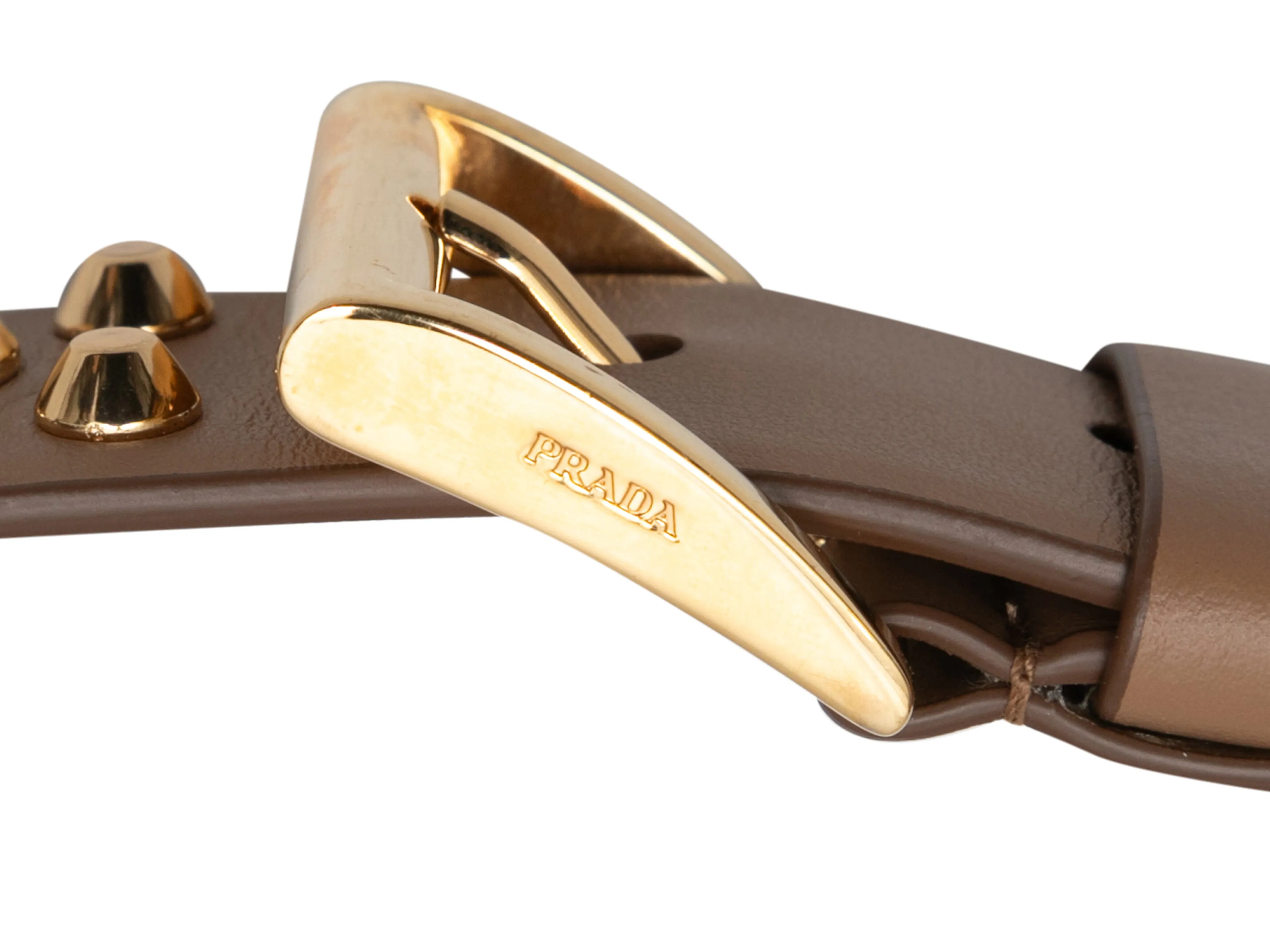 Brown Prada Studded Leather Belt