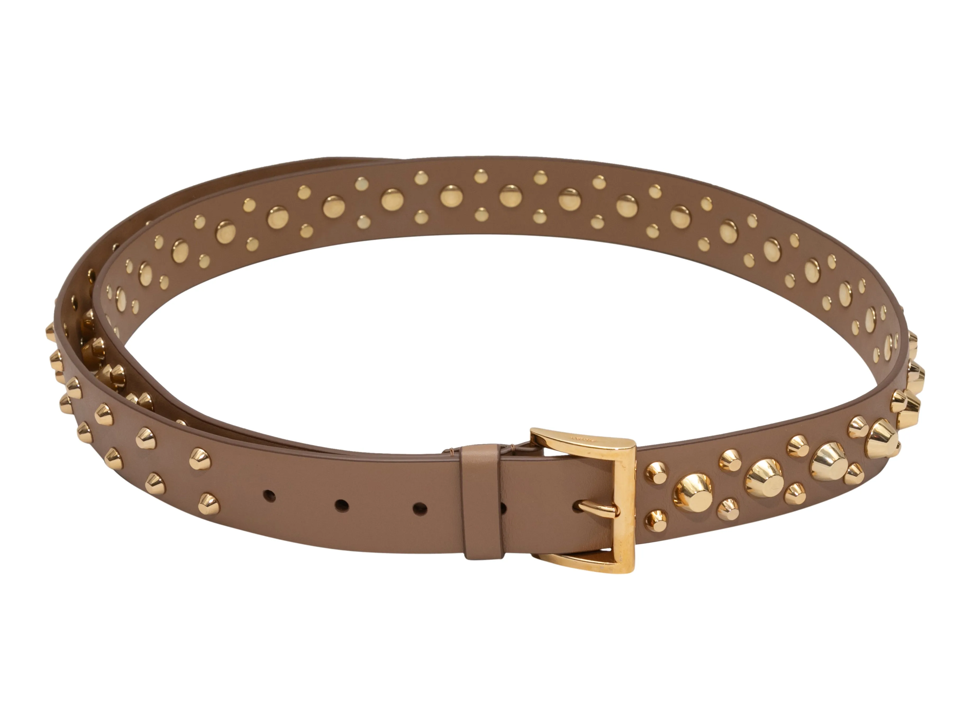 Brown Prada Studded Leather Belt