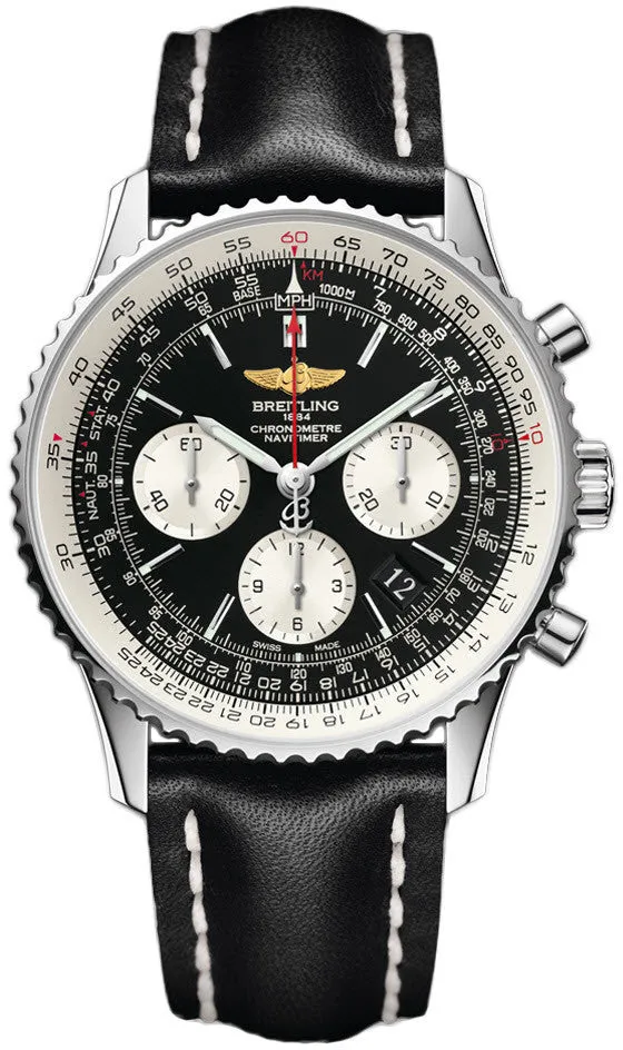 BRT Watch Navitimer 1 Black Leather Tang Type