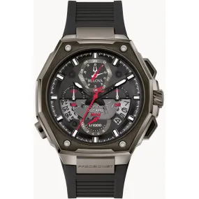 Bulova Men's Watch - Precisionist X Quartz Chrono Black Dial Rubber Strap | 98B358
