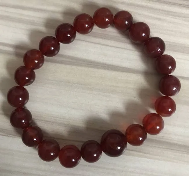Carnelian Beaded Bracelet - Wrist Mala - 10mm