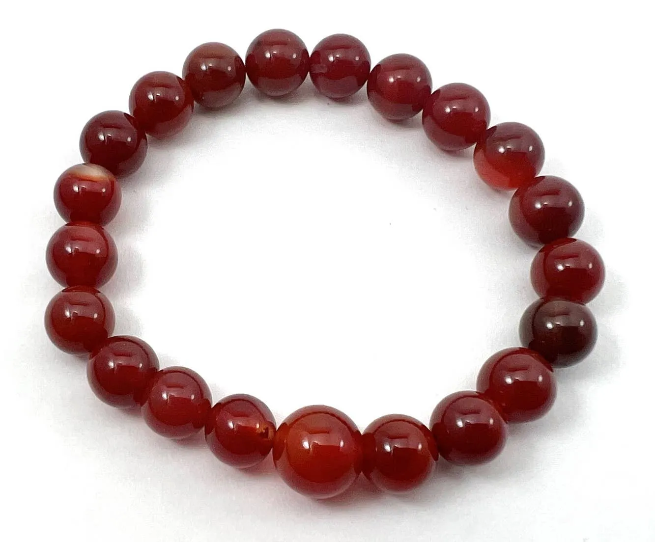 Carnelian Beaded Bracelet - Wrist Mala - 10mm
