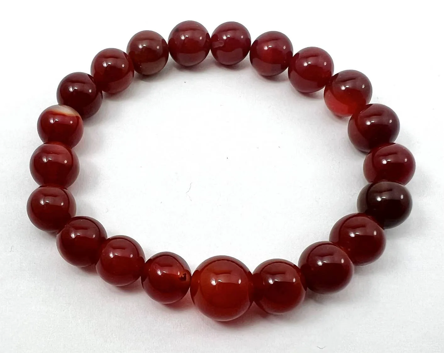 Carnelian Beaded Bracelet - Wrist Mala - 10mm