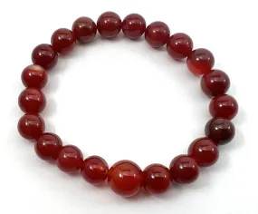 Carnelian Beaded Bracelet - Wrist Mala - 10mm