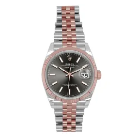 Certified Pre-Owned Rolex Two-Tone Steel & 18K Everose Gold Oyster Perpetual Datejust with 36X36 MM Grey Round Dial. 126231