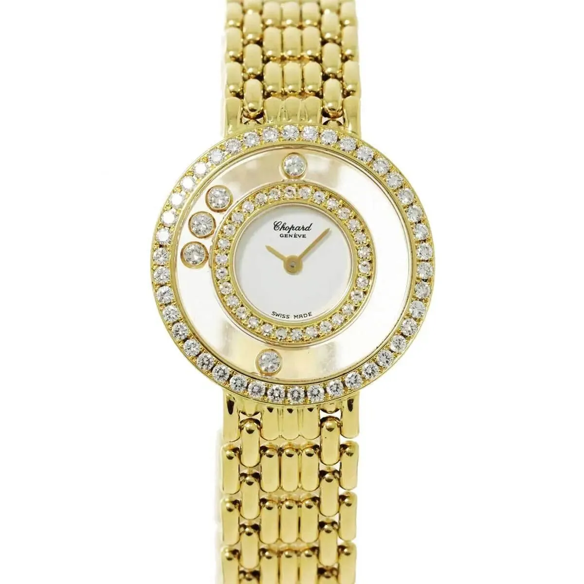Chopard Happy Diamond White Dial Diamond Bezel YG (Full Set)