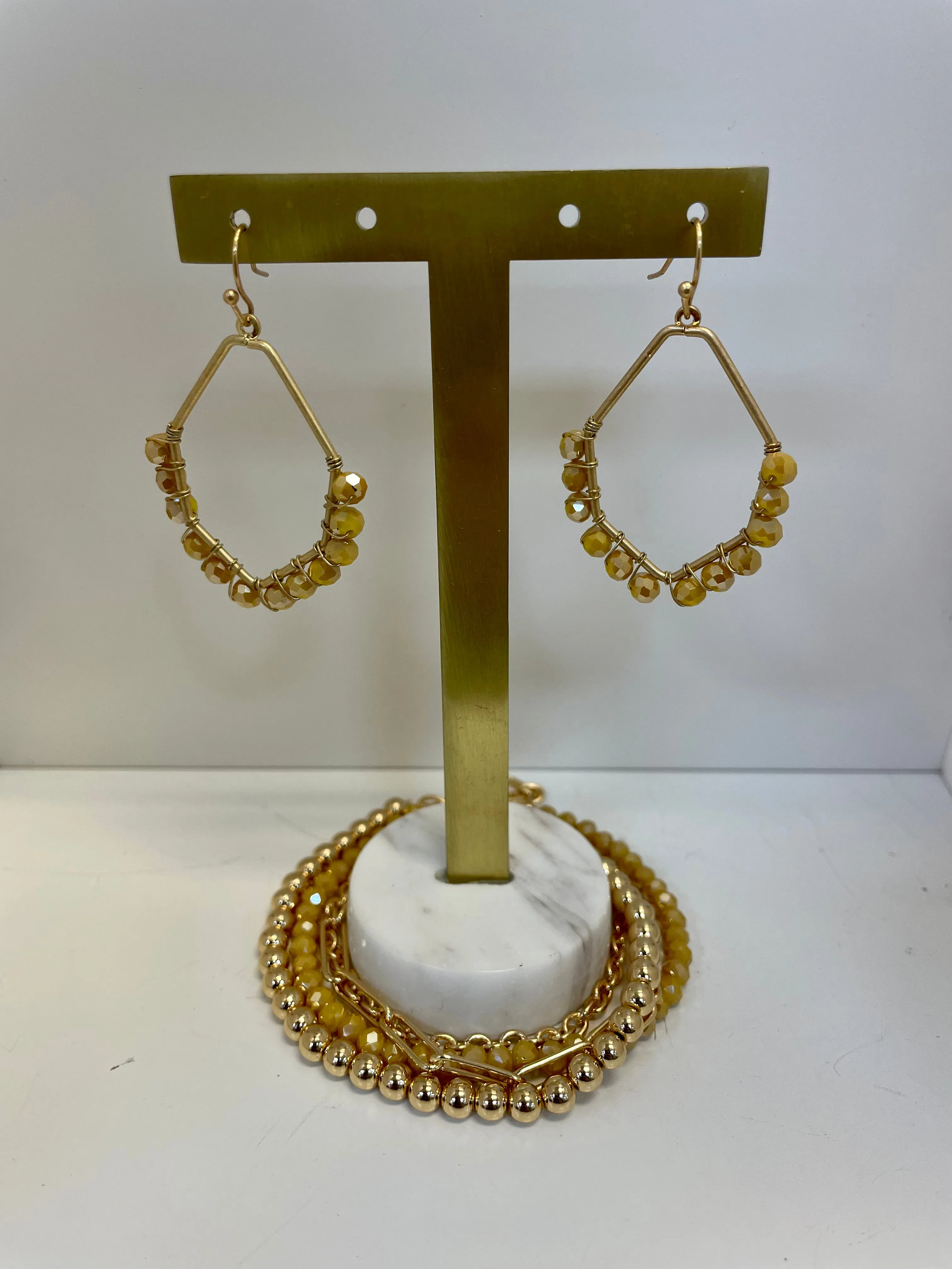 Citrine Gold Beaded Earrings or Bracelet