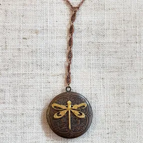 Copper Dragonfly Locket Necklace
