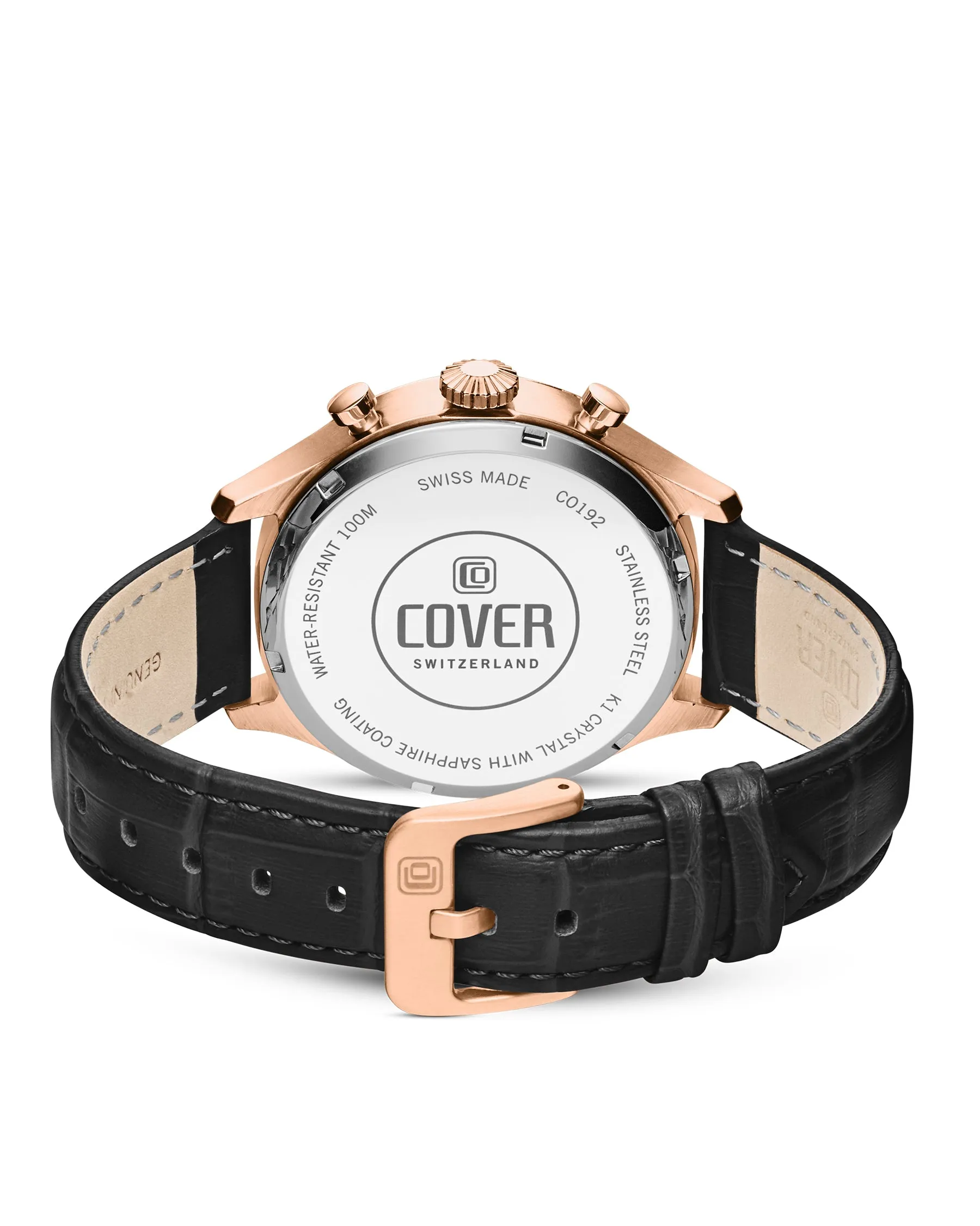 COVER Chapman Chrono Watch Leather Black, Rose Gold Color