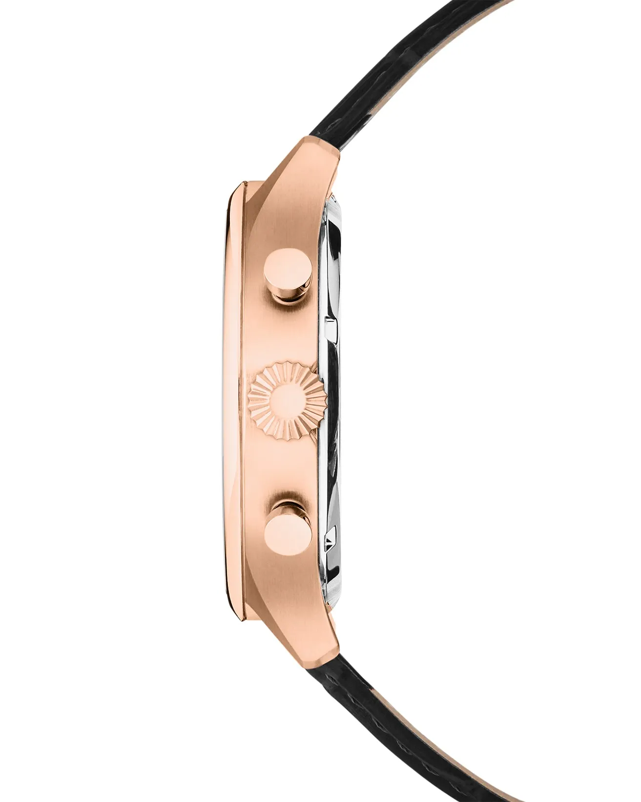 COVER Chapman Chrono Watch Leather Black, Rose Gold Color