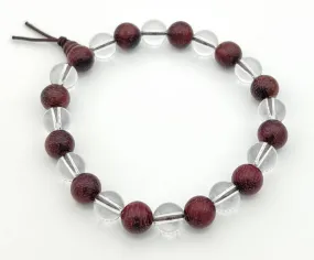 Crystal & Purpleheart Wood Beaded Bracelet - Wrist Mala - 8mm