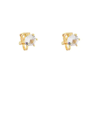 Crystal Clip On Earrings - Gold