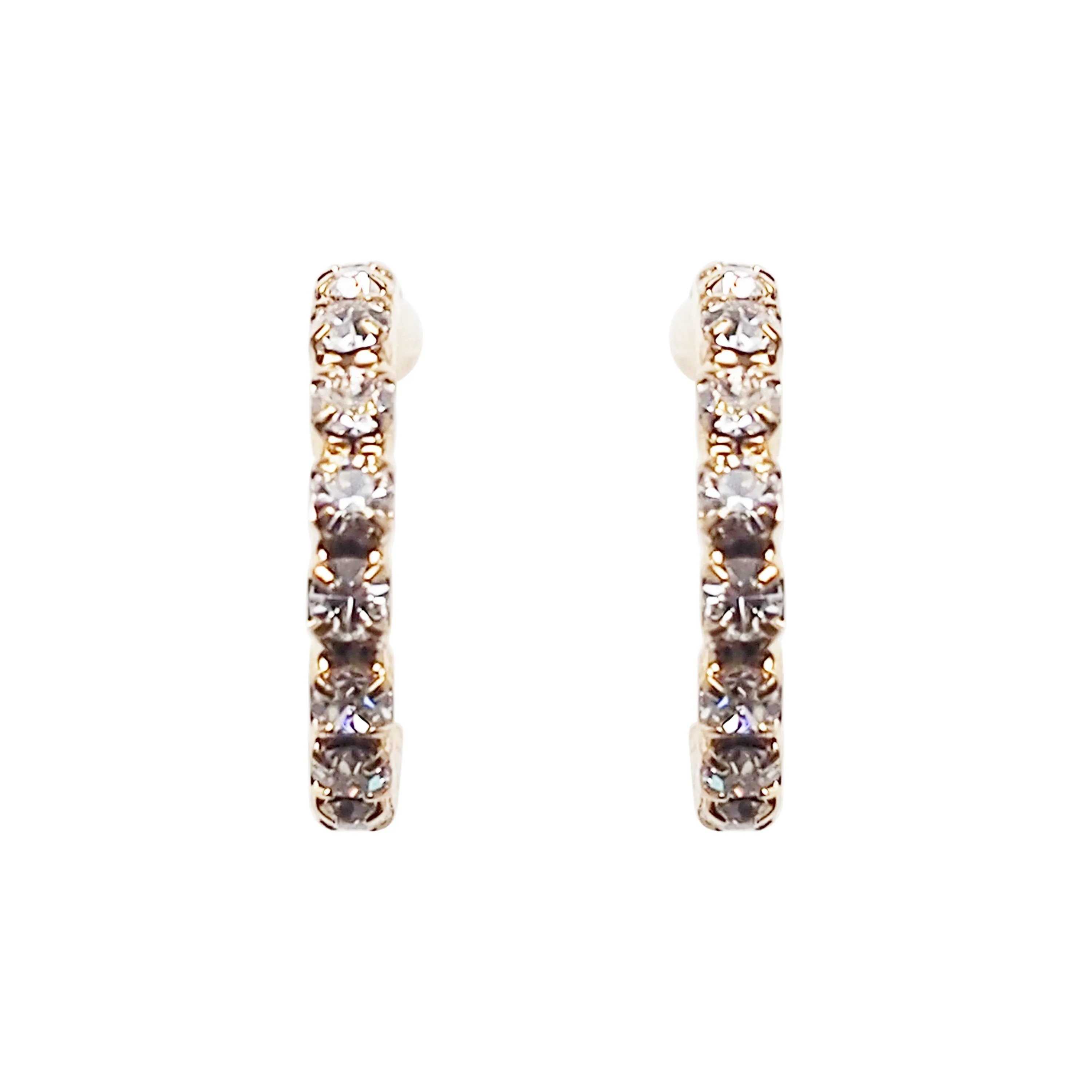 Crystal Invisible Clip On Hoop Earrings (Gold tone)
