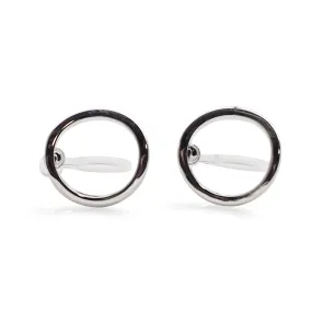 Curved Circle Hoop Invisible clip on stud earrings ( Silver tone )