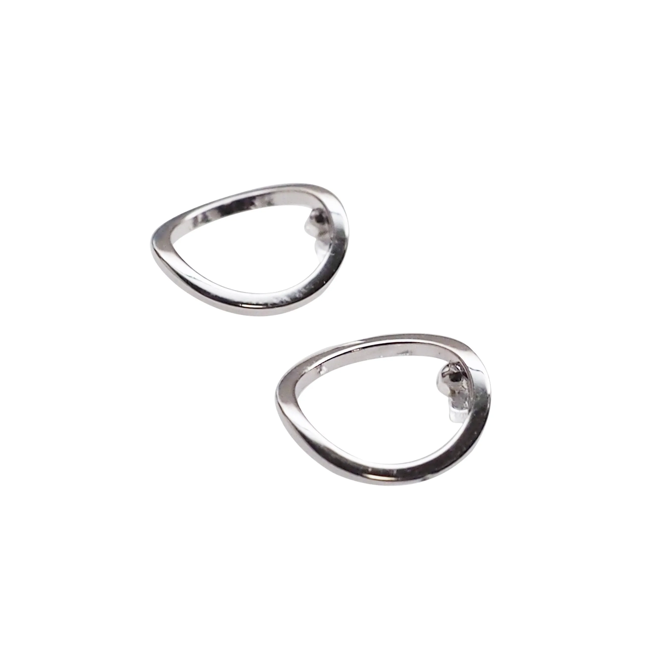 Curved Circle Hoop Invisible clip on stud earrings ( Silver tone )