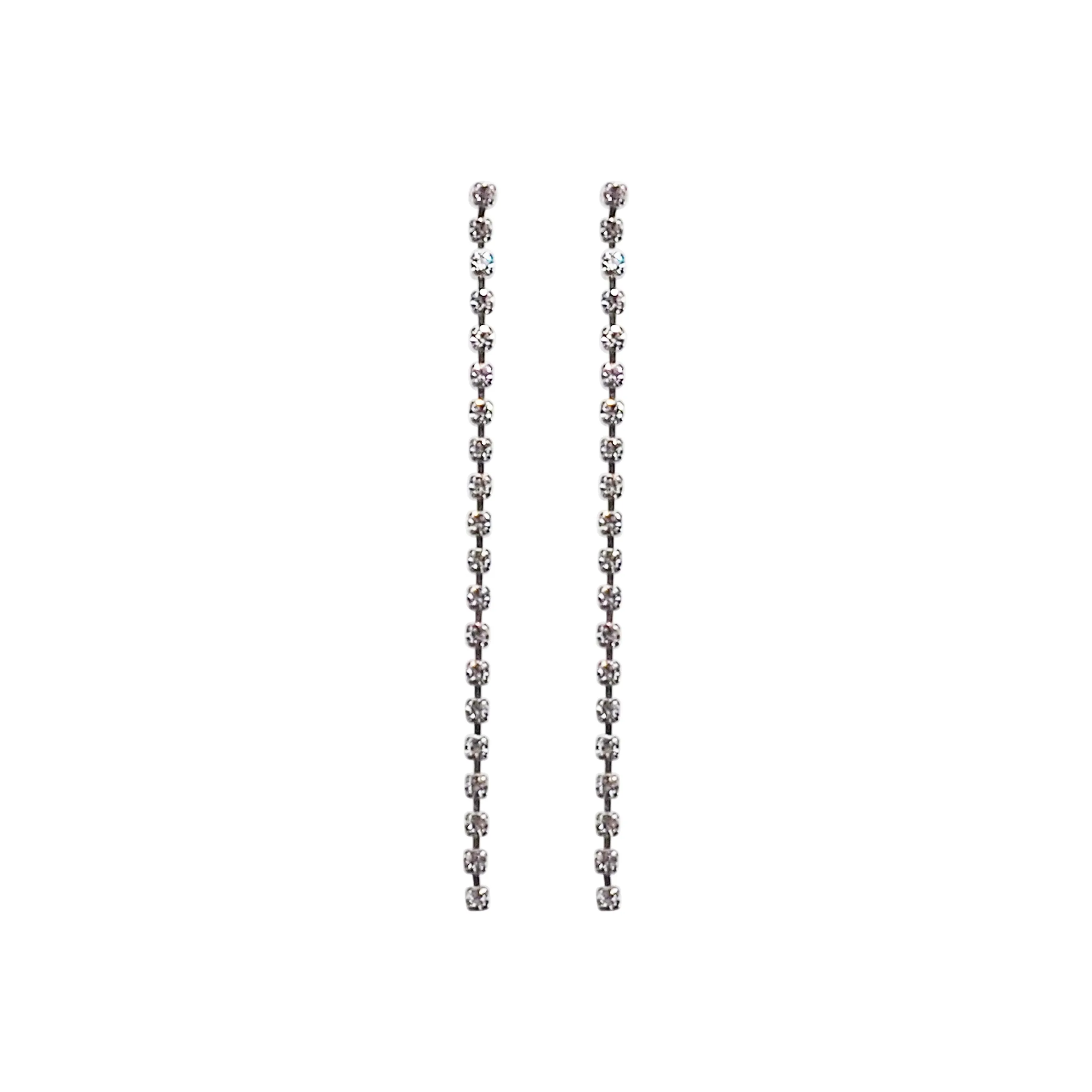 Dangle Long Crystal Chain Invisible Clip On Earrings