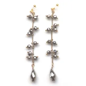 Dangle metallic brown beads invisible clip on earrings