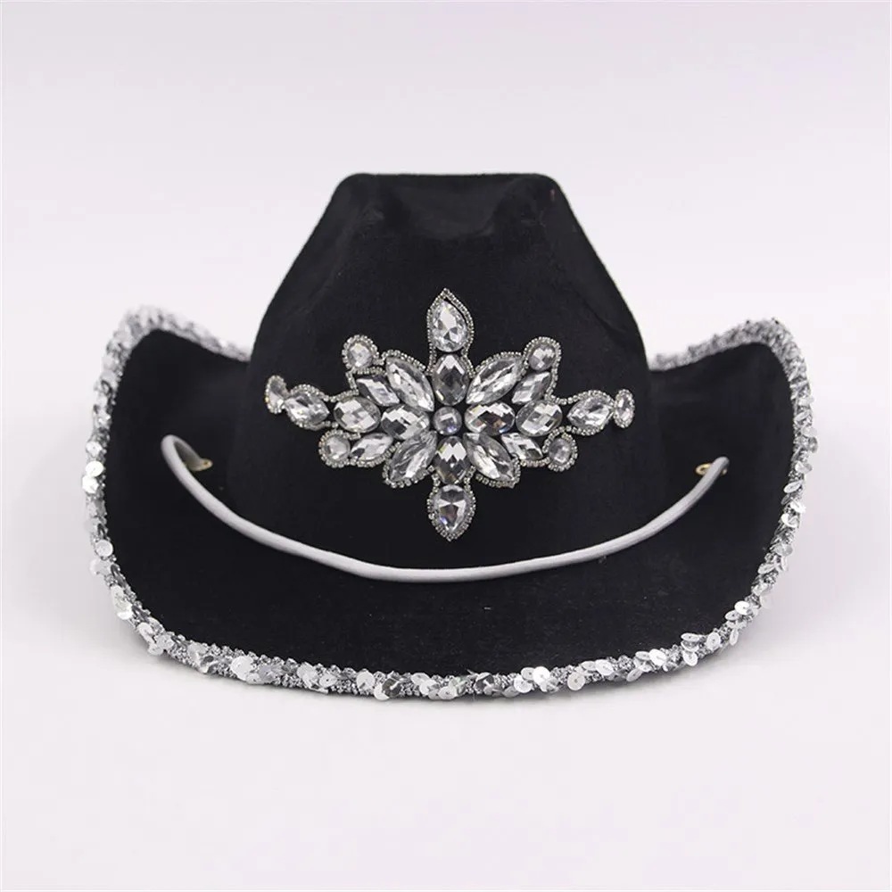 Deluxe Black Cowgirl Hat with Rhinestones