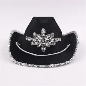 Deluxe Black Cowgirl Hat with Rhinestones