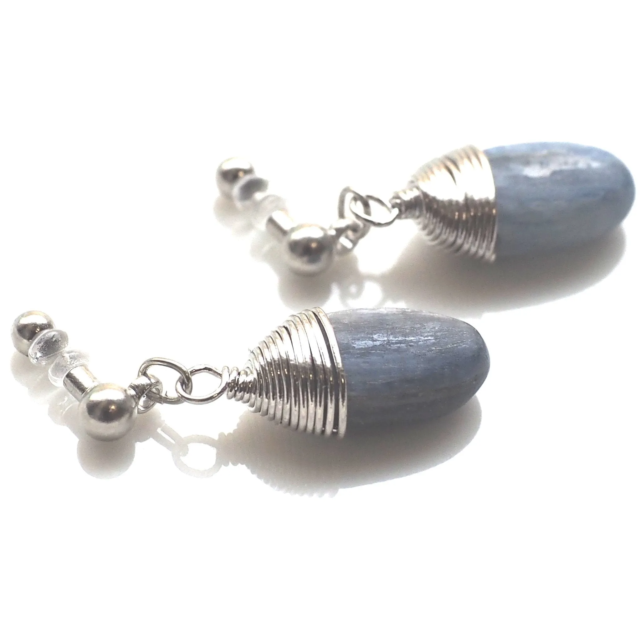 Denim blue kyanite invisible clip on earrings