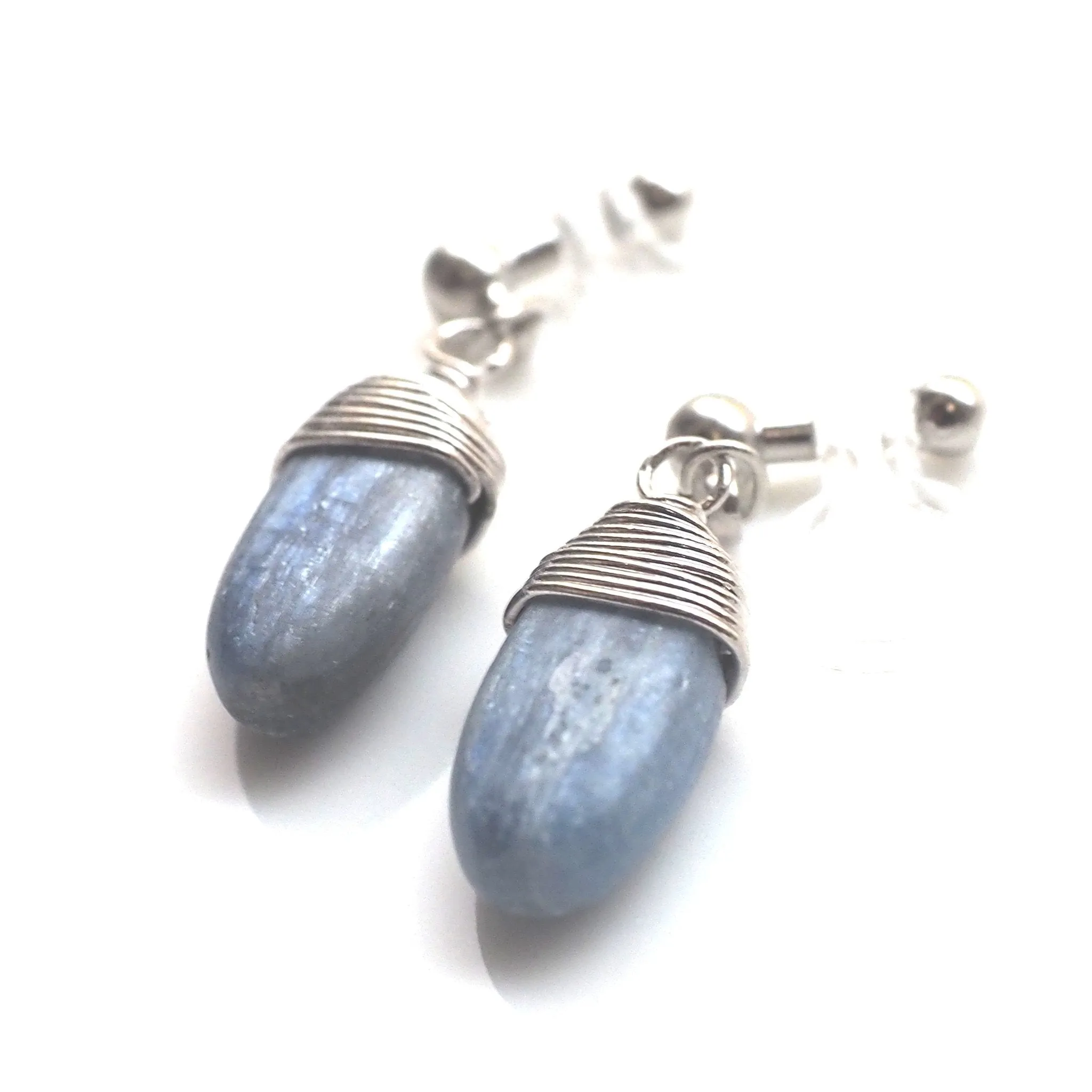 Denim blue kyanite invisible clip on earrings