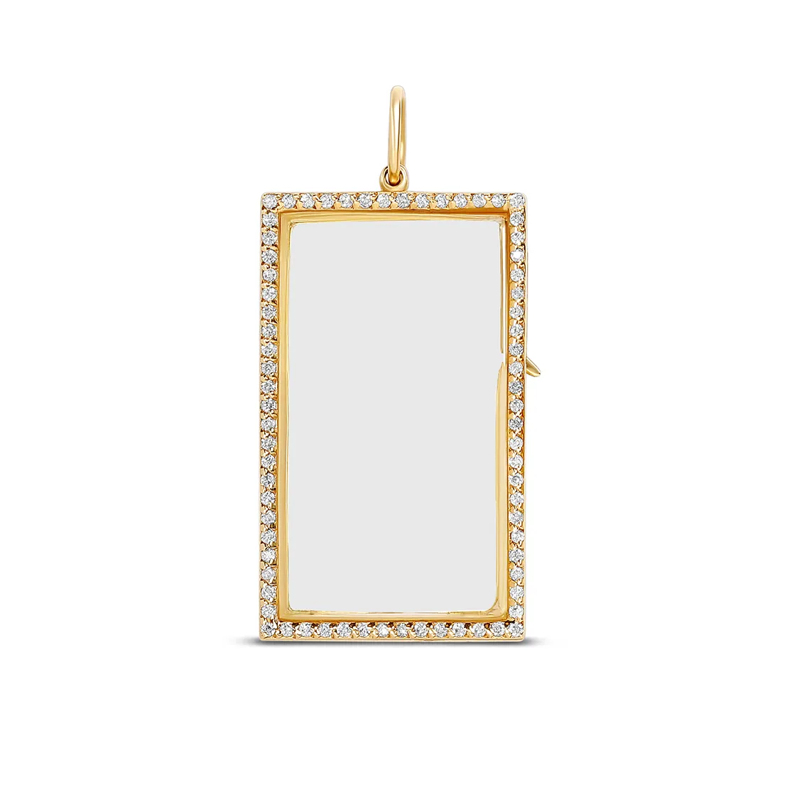 Diamond Rectangle Glass Charm Locket