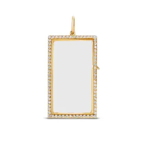 Diamond Rectangle Glass Charm Locket