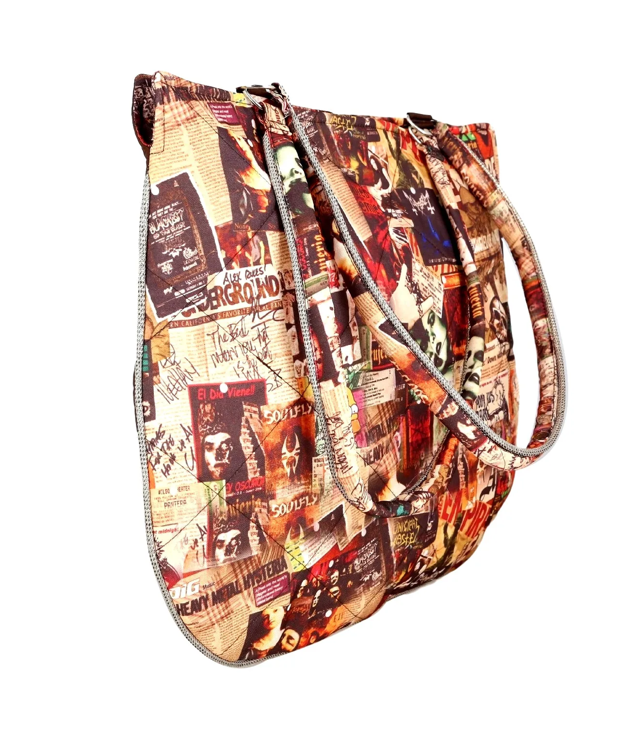Digitally Printed Multicolor Fashion Tote Bags 100% Polyester Reversible Design Waterproof Quilted 15X16 Inch,FT79-6