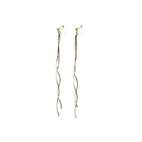 Double wave bar invisible clip on earrings ( Gold tone )