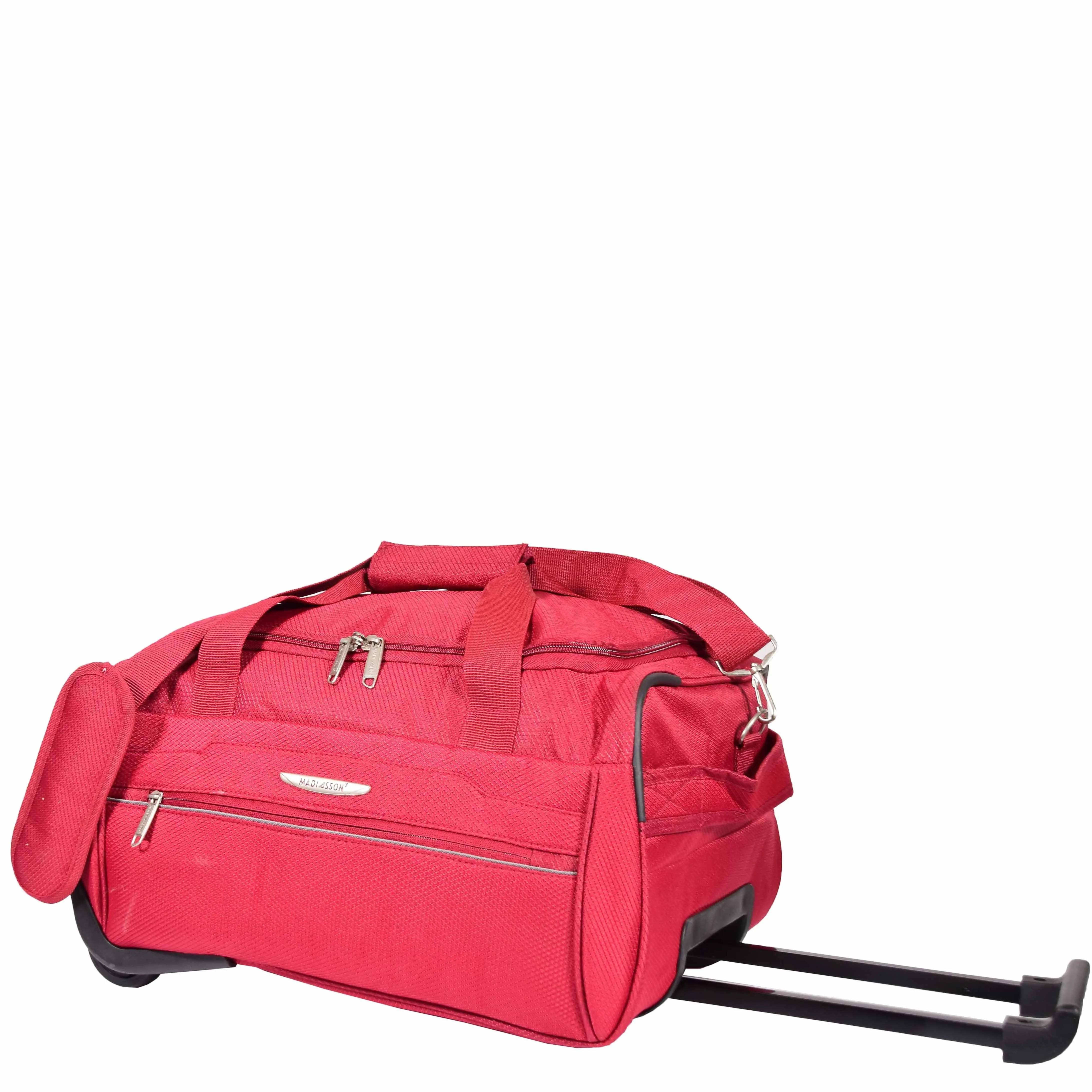 DR638 Weekend Travel Mid Size Bag Wheeled Holdall Duffle Red