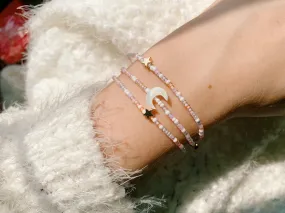 Dream Moon & Stars Seed Beaded Wrap Bracelet