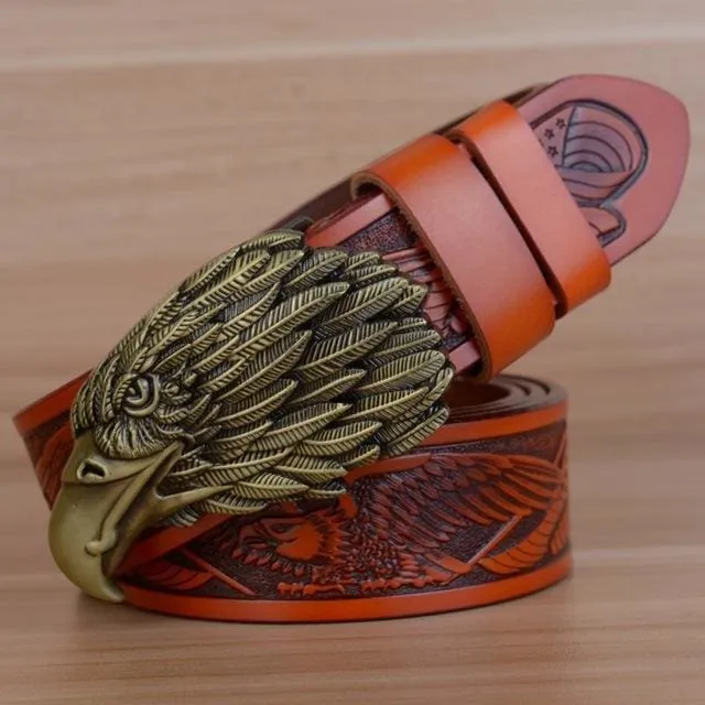 Eagle Designers Luxury Fashion Vintage Male Strap Brand Genuine Leather Belt